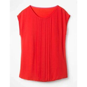 Boden Blouse  Dakota‎ Pleated Jersey Chiffon Pintuck Lightweight Size 16 Red